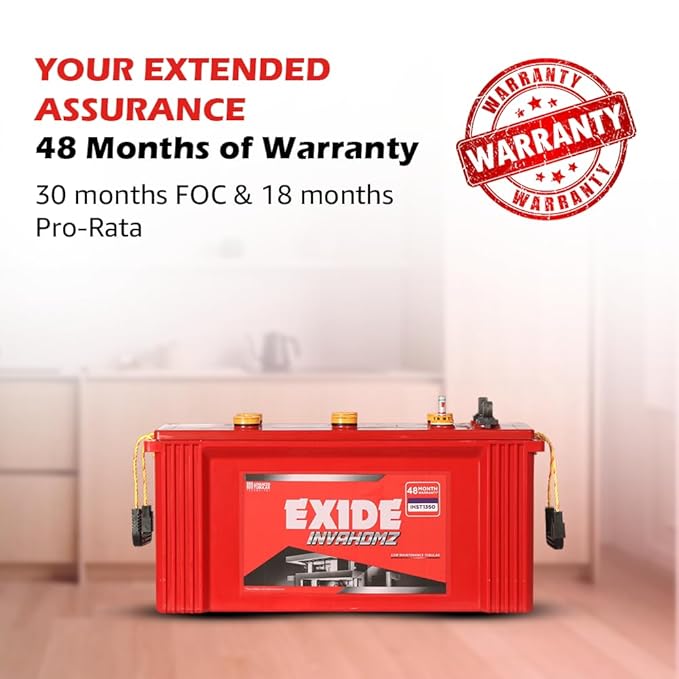 Exide InvaHomz 150Ah inverter battery with 48 months warranty, highlighted for home backup power from Battery City