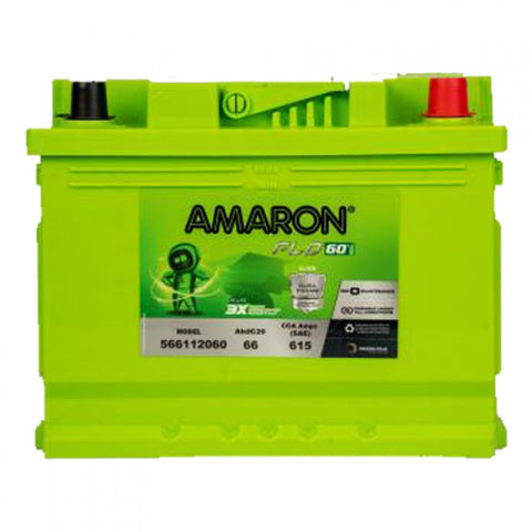 Amaron Flo 66 car battery in bright green case, car battery replacement Battery City