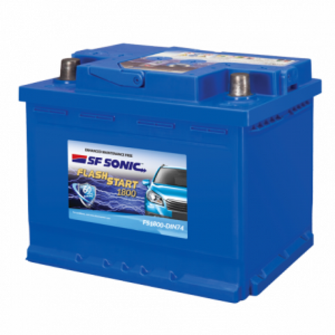 SF Sonic Flash Start 1800 blue car battery, ideal for automotive battery replacement at Battery City