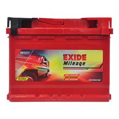 Exide Mileage red car battery for sale at Battery City, ideal for fast home delivery and installation