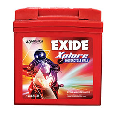 Exide Xplore 12XL5L-B red motorcycle battery, VRLA type, product photo for Battery City