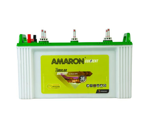 Amaron Current tubular battery for home UPS, white and green, from Battery City.