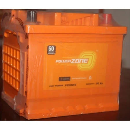 PowerZone car battery 50Ah orange casing, automotive battery for home delivery at Battery City